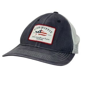 Fish Hippie Trucker Hat Snapback Mesh Panel Outdoor Fishing Summer USA Fish Flag
